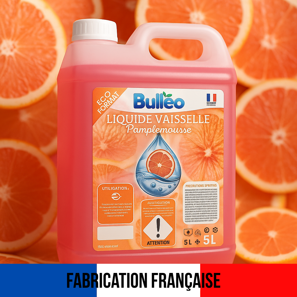 Liquide Vaisselle 5L - Parfum Pamplemousse - Bulléo