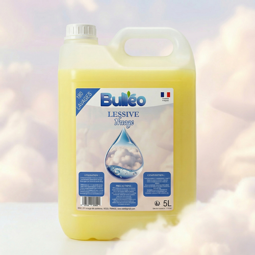 Lessive Bulleo Nuage 5L – Ultra Concentrée | 180 Lavages | Fraîcheur Aérienne & Linge Impeccable