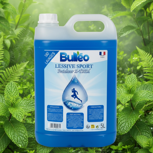 Lessive Sport Fraîcheur Extrême Bulléo 5L – Propreté Impeccable & Parfum Eucalyptus Menthol