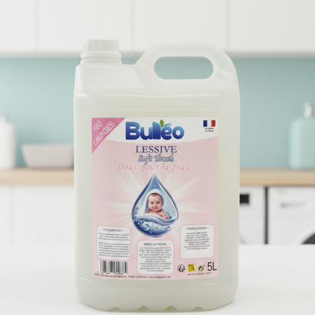 Lessive Soft Touch -5 Litres -  Lessive adaptée pour les bébés - Bulléo